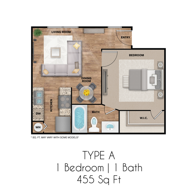1 Bedroom 1 Bathroom 307 floor plan